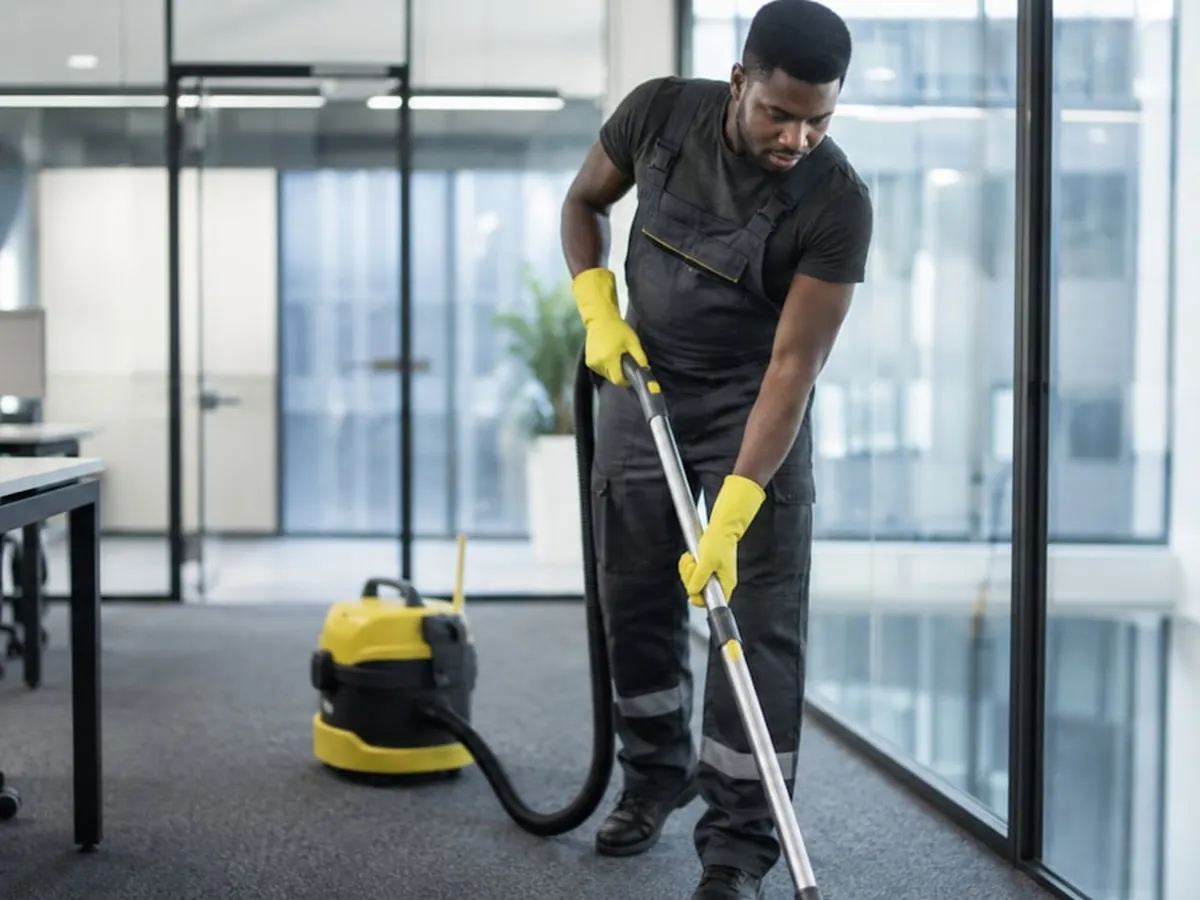 Commercial cleaning in an office building