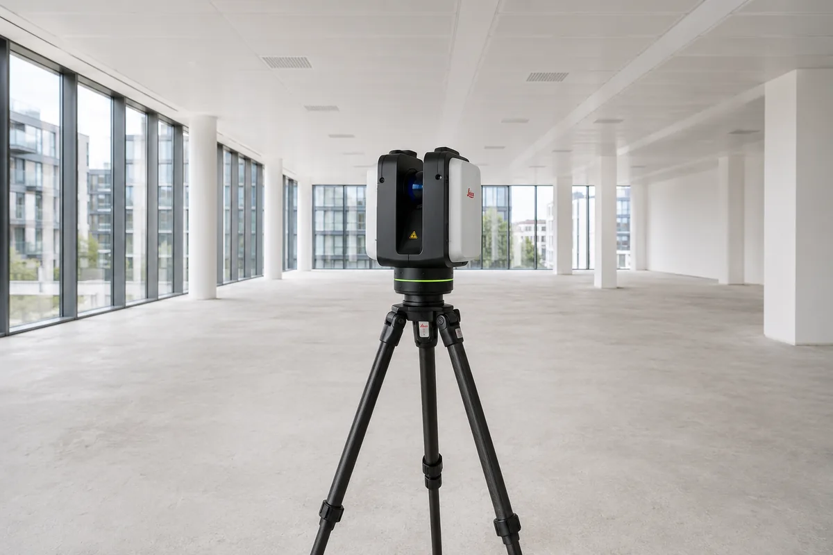 Laser scanner set up for a measured building survey